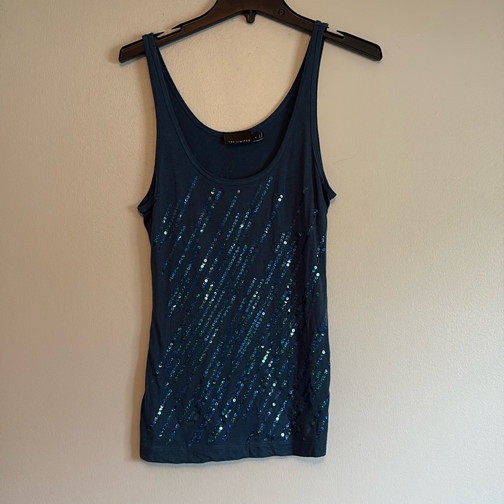 THE LIMITED Sequined tank top, blue, size medium